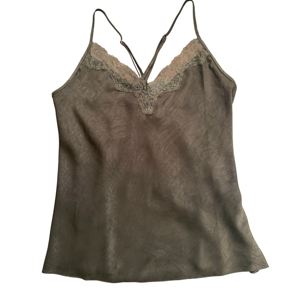 Linea Donatella Lace Trim Satin Camisole Top XL Fairy Whimsigoth Romantic Goth - Picture 9 of 10